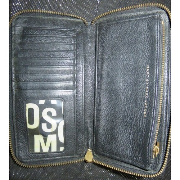 Marc Jacobs Black Leather Zip Around Accordian Long Wallet - Picture 8 of 13